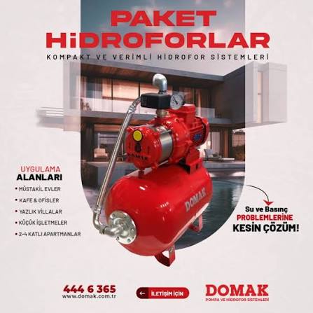 Domak Paslanmaz Gövdeli Üç Pompalı Hidroforlar